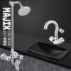 Wall Mounted Bathroom Fittings Total 8 Piece’s Shower SetTop Notch Quality Of Brass Chrome SEI-131