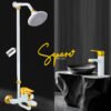 White Gold 8-Piece Luxury Bathroom Shower Set 99% of Brass With High Quality Chrome Finishing