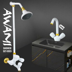 White Awami Shower Set Wall Mounted Bathroom Fittings Total 8 Piece’s Top Notch Quality SEI-100