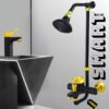 Wall Mounted Single Lever Bathroom Shower Set Fittings 8 Piece’s Black Gold SEI-555