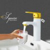 White Gold Single Lever Basin Mixer Enhance your bathroom – where quality meets elegance!