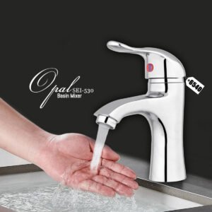 Luxury Single Lever Basin Mixer – Chrome Finish Bathroom Faucet with Anti-Leak Valve